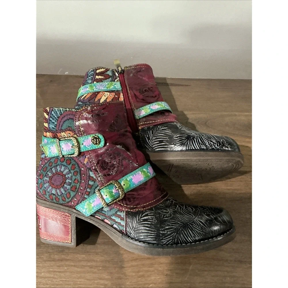 Socofy Bohemian Style Ankle Festival Boots Size  39/ US 8.5 - Picture 10 of 12